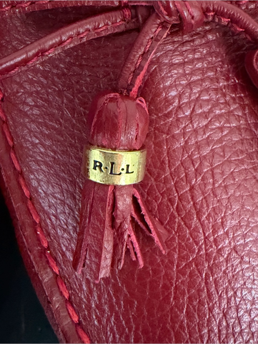 Lauren Ralph Lauren Cassady Red Pebbled Leather Tassel Loafers US 8 NWT - Picture 8 of 10